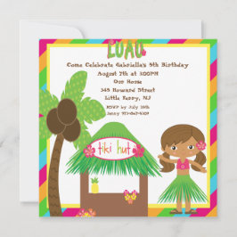 Invitación de cumpleaños a la plaza Tiki Hut Luau