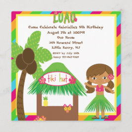 Invitación de cumpleaños a la plaza Tiki Hut Luau