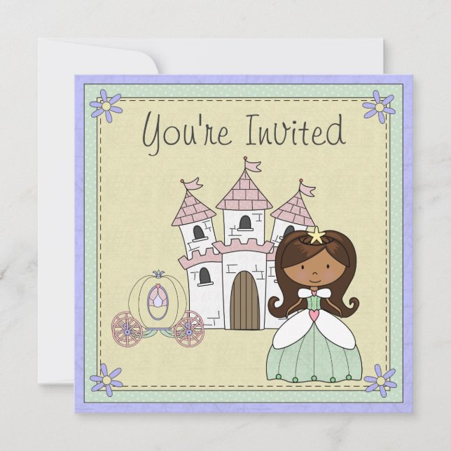 Invitación de cumpleaños a la princesa de cuentos (Anverso)