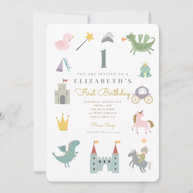 Invitación de cumpleaños a la princesa Dragon (Anverso)