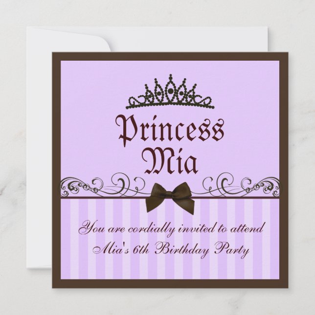 Invitación de cumpleaños a la princesa púrpura (Anverso)