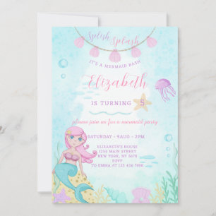 Invitación de cumpleaños a la princesa sirena