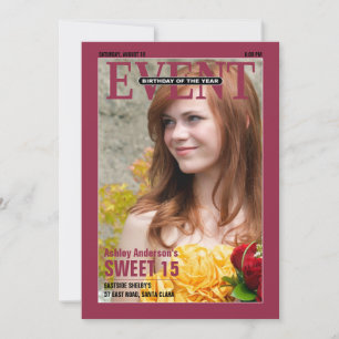 Invitación de cumpleaños a la revista Sweet 15 F