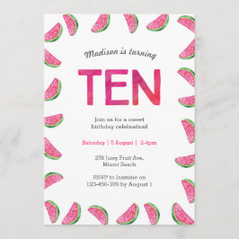 Invitación de cumpleaños a la sandía para el décim