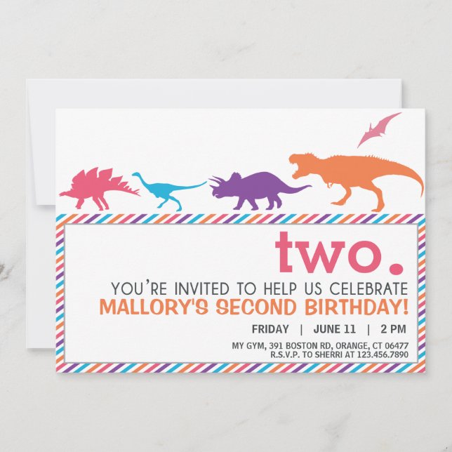 Invitación de cumpleaños a la silueta de dinosauri (Anverso)