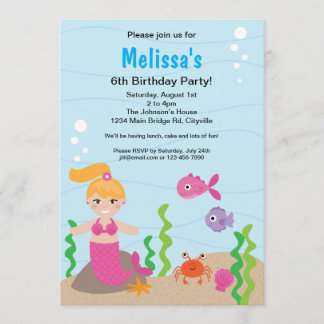 Invitación de cumpleaños a la sirena