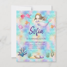 Invitación de cumpleaños a la sirena bajo el agua
