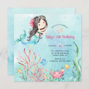 Invitación de cumpleaños a la sirena bajo el mar