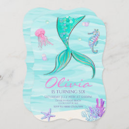Invitación de cumpleaños a la sirena bajo el mar