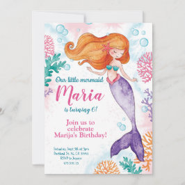 Invitación de cumpleaños a la sirena bajo el mar