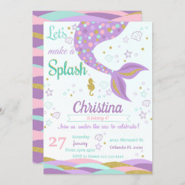 Invitación de cumpleaños a la sirena bajo el mar