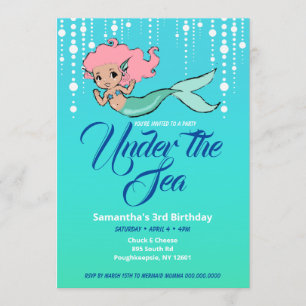 Invitación de cumpleaños a la sirena bajo el mar