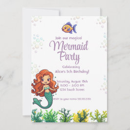 Invitación de cumpleaños a la sirena bajo el mar