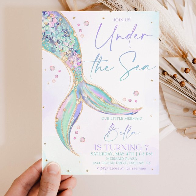 Invitación de cumpleaños a la Sirena bajo el mar (Subido por el creador)