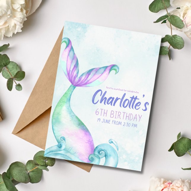 Invitación de cumpleaños a la sirena bajo el mar (Subido por el creador)