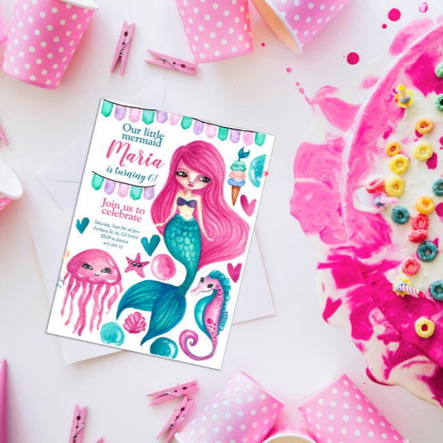Invitación de cumpleaños a la sirena bajo el mar (Subido por el creador)