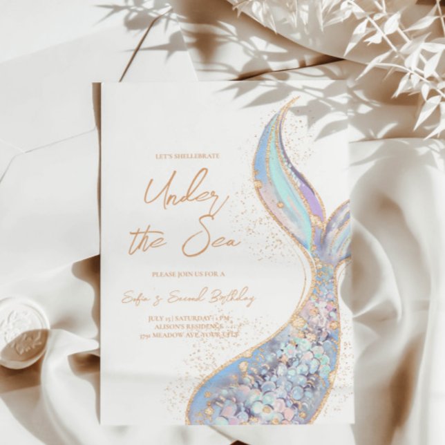 Invitación de cumpleaños a la sirena bajo el mar (Subido por el creador)