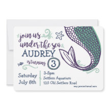 Invitación de cumpleaños a la sirena bajo el mar