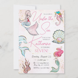 Invitación de cumpleaños a la sirena bajo el mar