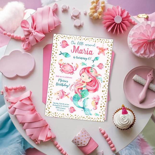 Invitación de cumpleaños a la sirena de confeti de (Subido por el creador)