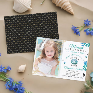 Invitación de cumpleaños a la sirena de una niña p