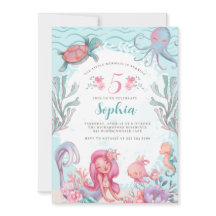 Invitación de cumpleaños a la sirena mágica Fiesta