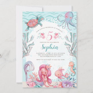 Invitación de cumpleaños a la sirena mágica Fiesta