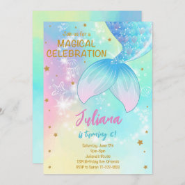 Invitación de cumpleaños a la sirena verde azulada