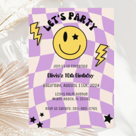 Invitación de cumpleaños a la sonrisa Retro Preppy