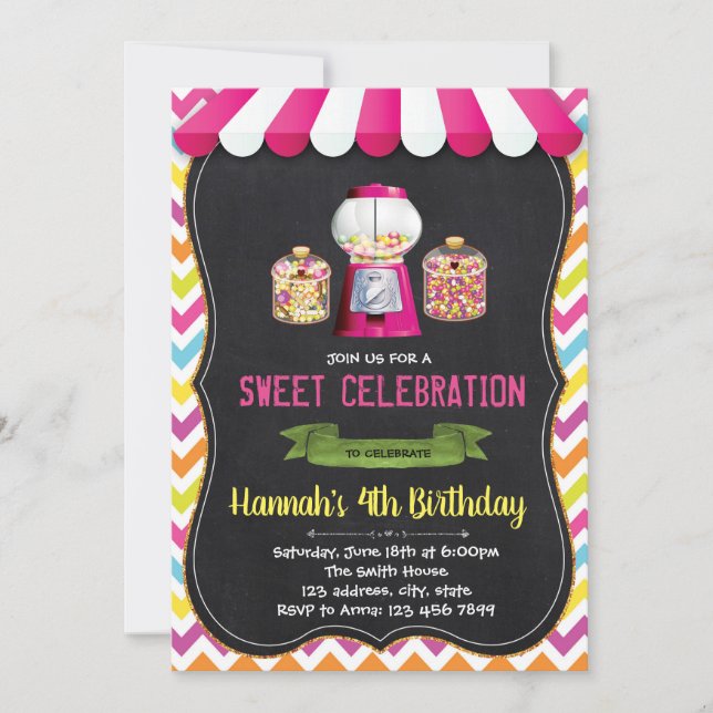 invitación de cumpleaños a la tienda candyland (Anverso)