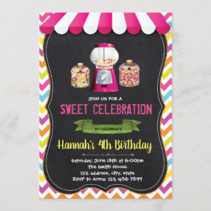 invitación de cumpleaños a la tienda Candyland