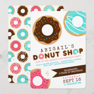 Invitación de cumpleaños a la tienda de donas