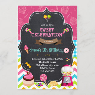 Invitación de cumpleaños a la tierra de dulces dul
