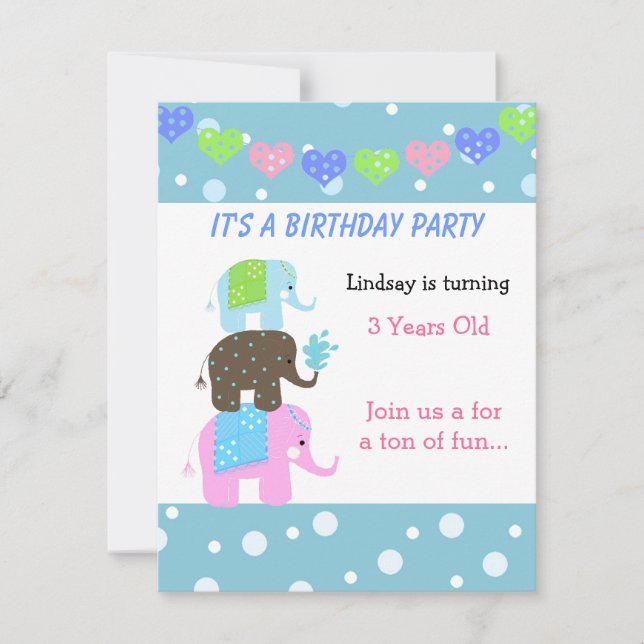 Invitación de cumpleaños a la Torre de los Elefant (Anverso)