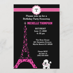 Invitación de cumpleaños a la Torre Eiffel de Mono
