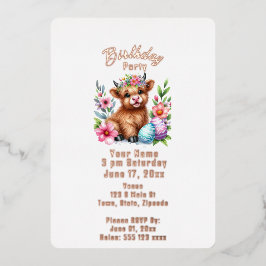 Invitación de cumpleaños a la vaca de Highland