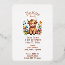 Invitación de cumpleaños a la vaca de Highland