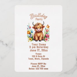 Invitación de cumpleaños a la vaca de Highland