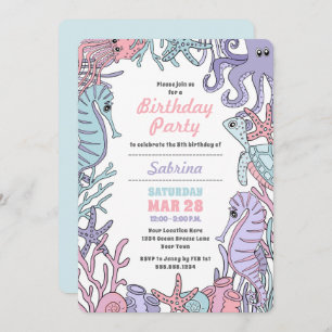 Invitación de cumpleaños a la vida marina temática