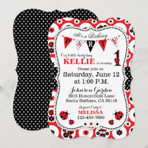 Invitación de cumpleaños a Lady Bug y Polka Dots