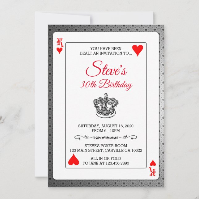 Invitación de cumpleaños a las cartas de juego de  (Anverso)