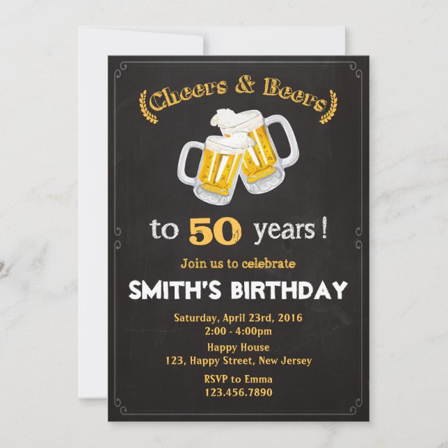 Invitación de cumpleaños a las cervezas y a los no (Anverso)