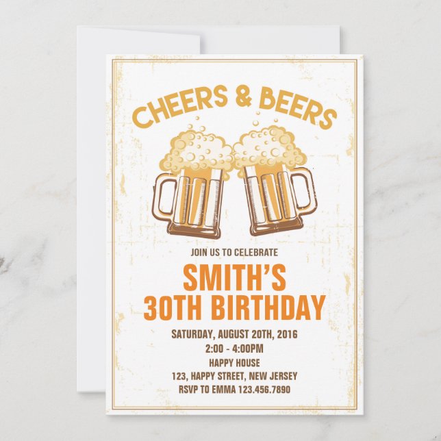 Invitación de cumpleaños a las cervezas y a los no (Anverso)