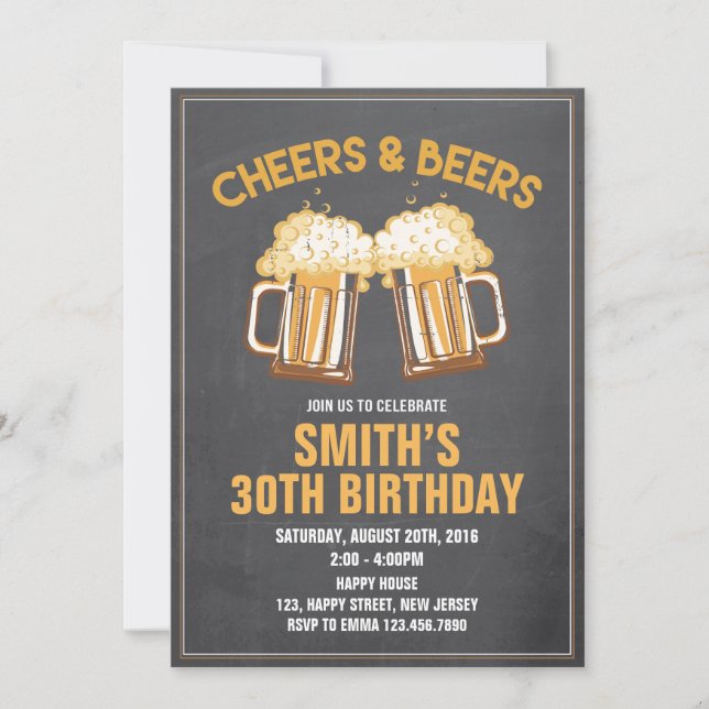 Invitación de cumpleaños a las cervezas y a los no (Anverso)
