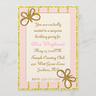 Invitación de cumpleaños a las damas de color rosa