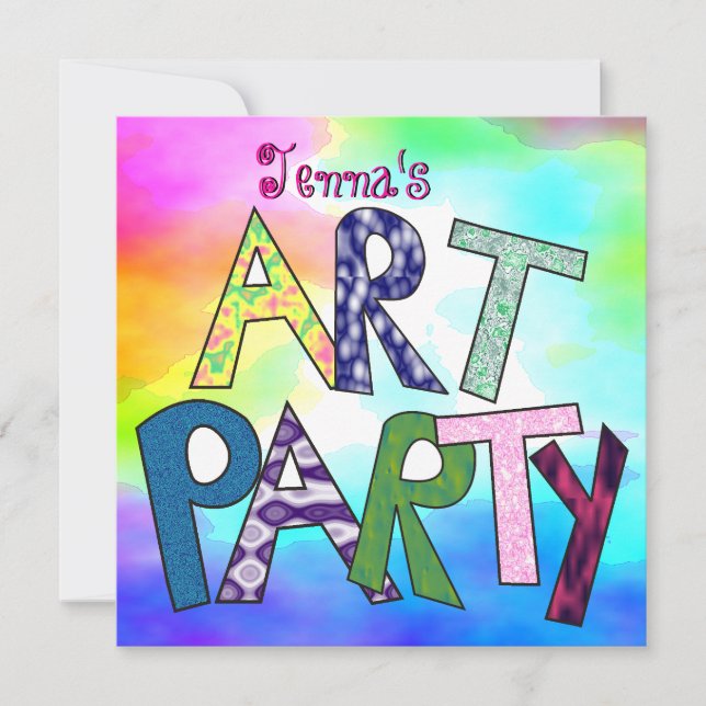 Invitación de cumpleaños a las letras Funky (Anverso)