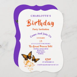 Invitación de cumpleaños a las mariposas monarca t