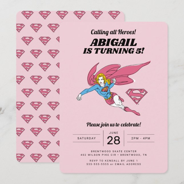 Invitación de cumpleaños a las superniñas Chicas (Anverso / Reverso)