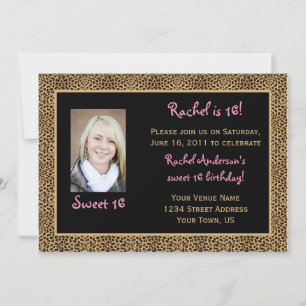 Invitación de cumpleaños a Leopard Print Sweet 16
