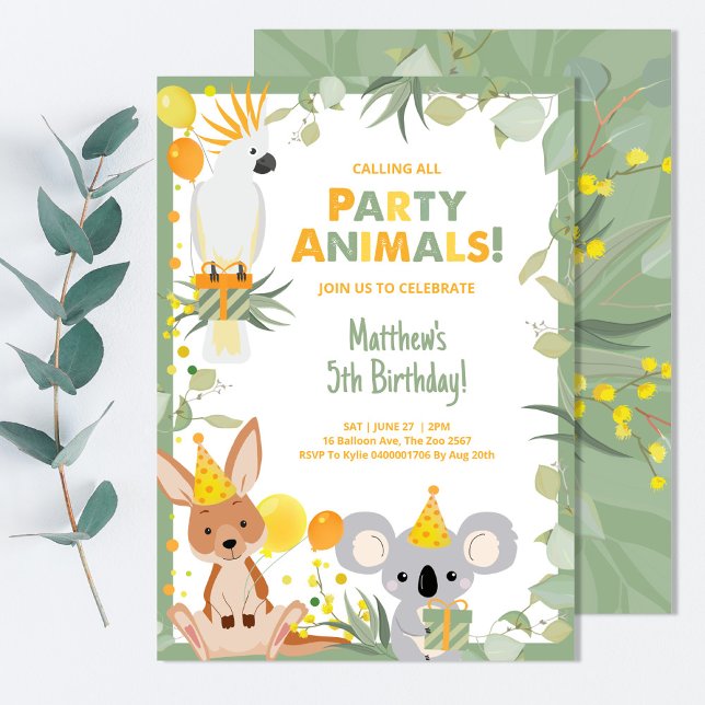 Invitación de cumpleaños a los animales australian (Subido por el creador)